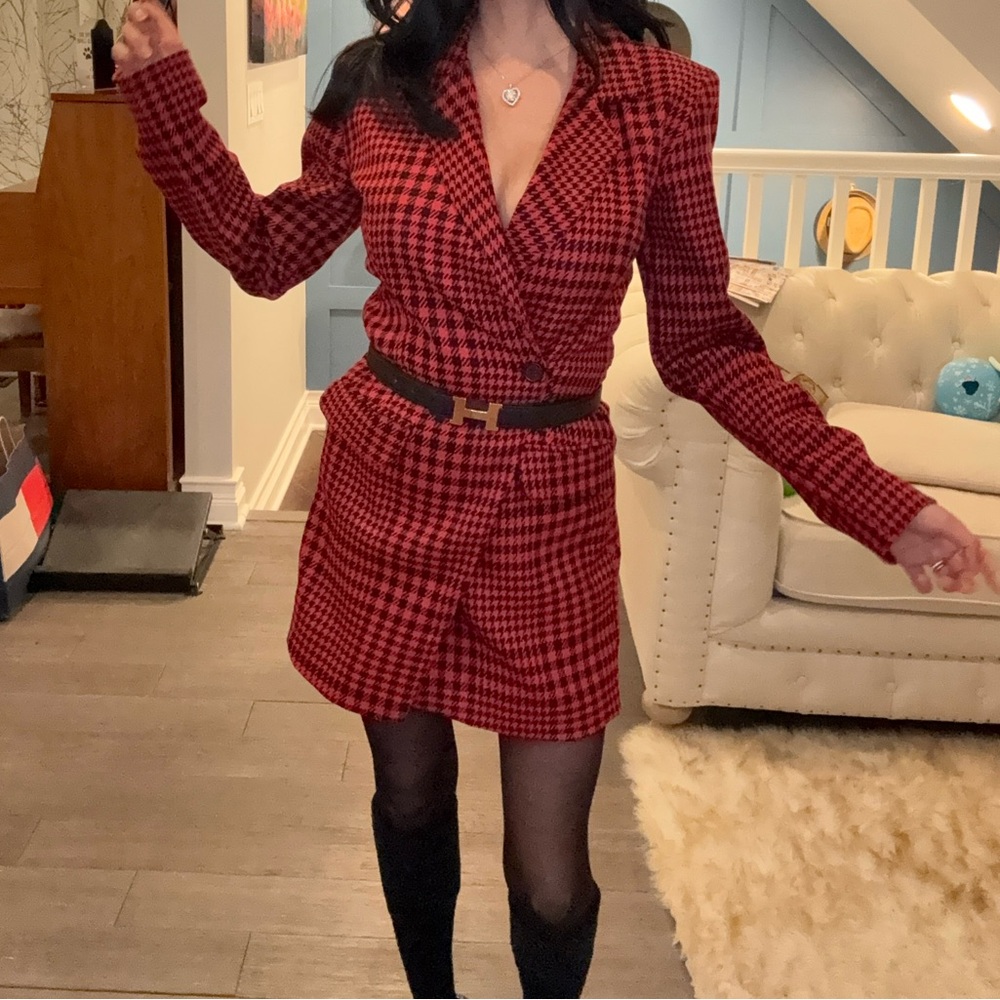 Zara Red and Black Checkered Dress